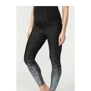 Bnwt beyond the bump maternity ombré midi leggings black with iridescent sparkle